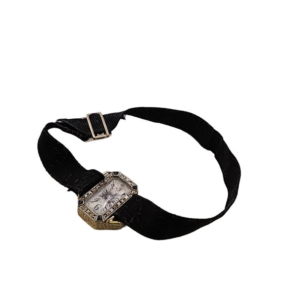 Antique 18kt White Gold Diamond Sapphire Edwardian Watch (A5276)